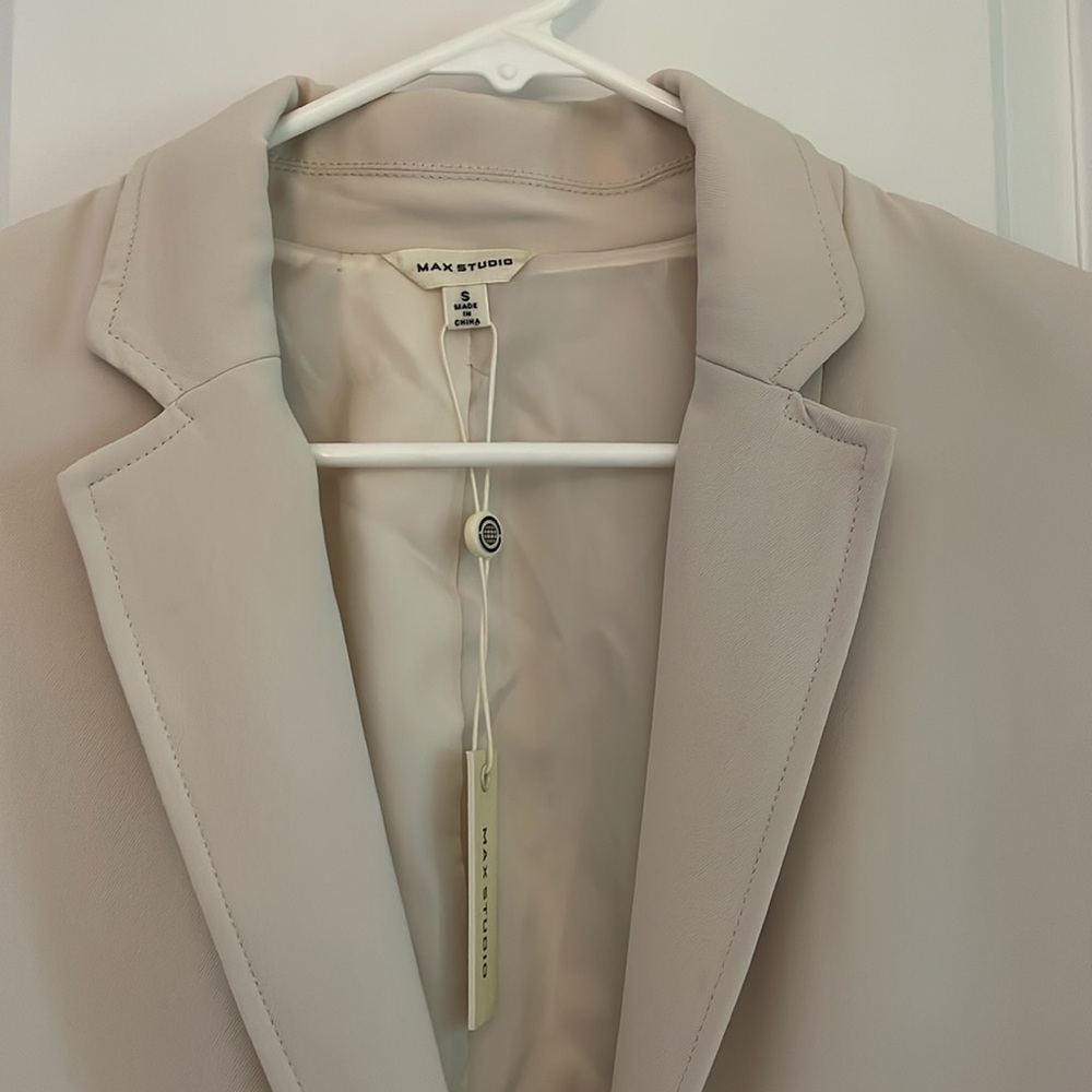 Max Studio Cream Polyester One Button Modern Blaz… - image 4